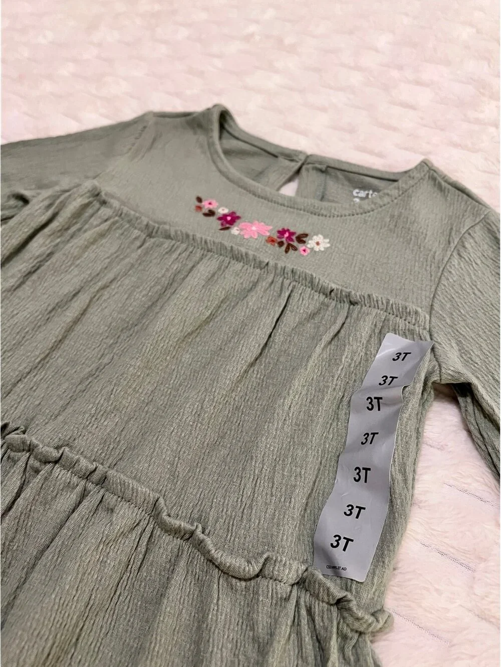 Carter’s Girls Long Sleeve Peplum Top w/ Embroidered Floral Accent (3T) *NWT
